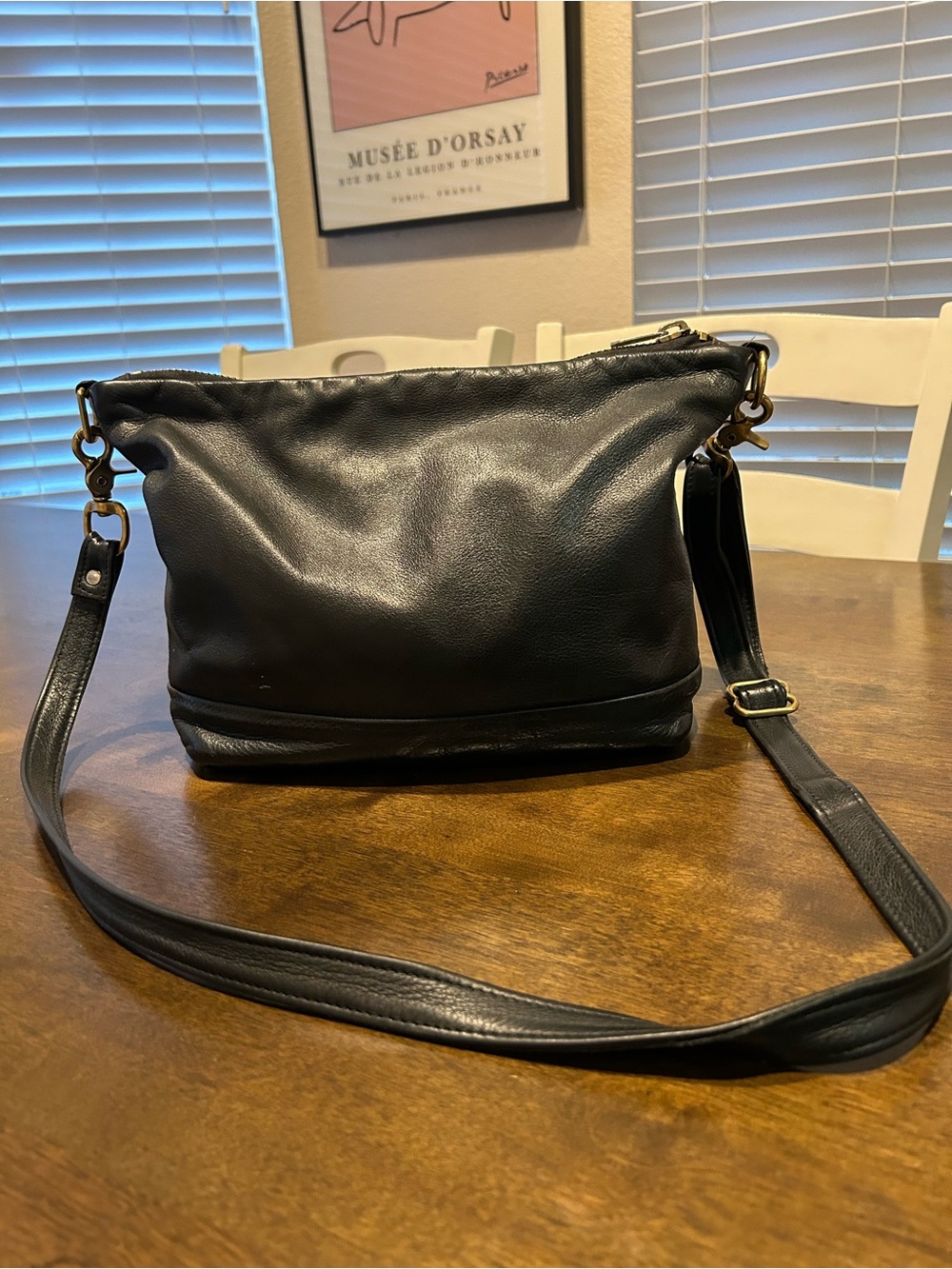 Classic Black Leather Crossbody Bag - Women's Shoulder Purse